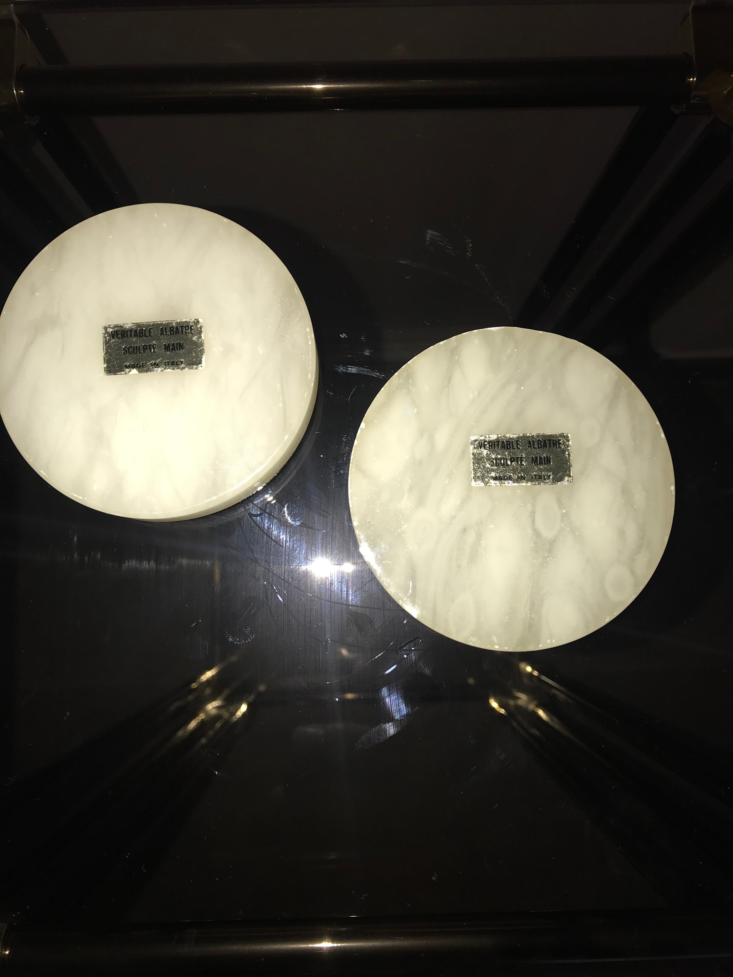 Duo de vide-poche en albâtre véritable