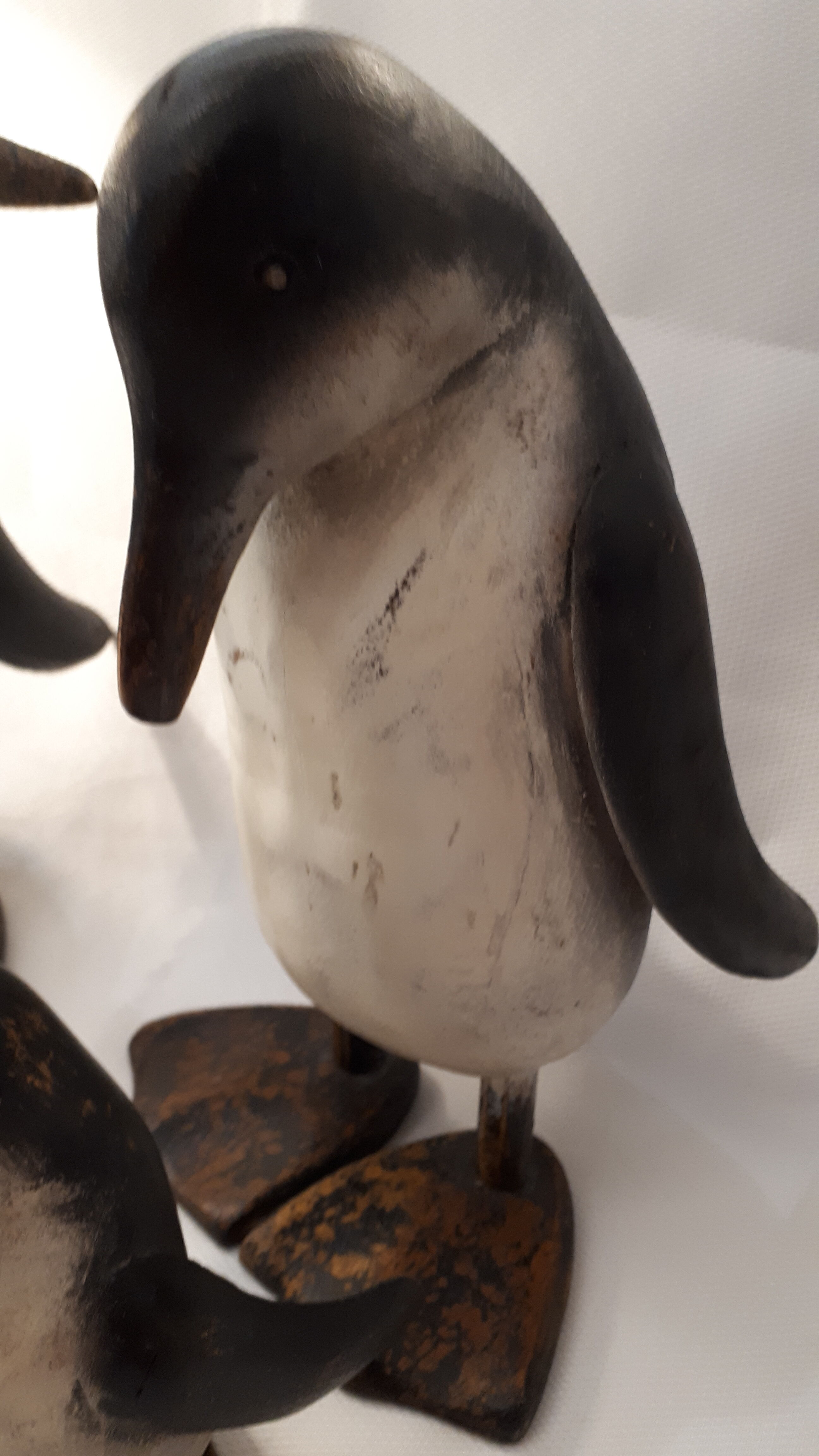 Family of 4 wooden penguins art deco