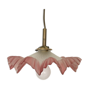 Suspension en verre blanc - rose