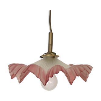 White & pink glass suspension scalloped early twentieth century