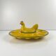 Ceramic yellow egg plate/display with hen, 20th century