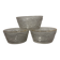 Set of 3 glass bowls with gold embellishments.
