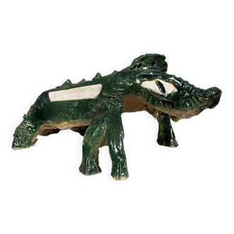 Abstract enameled terracotta from the 20th century depicting a fantastic animal