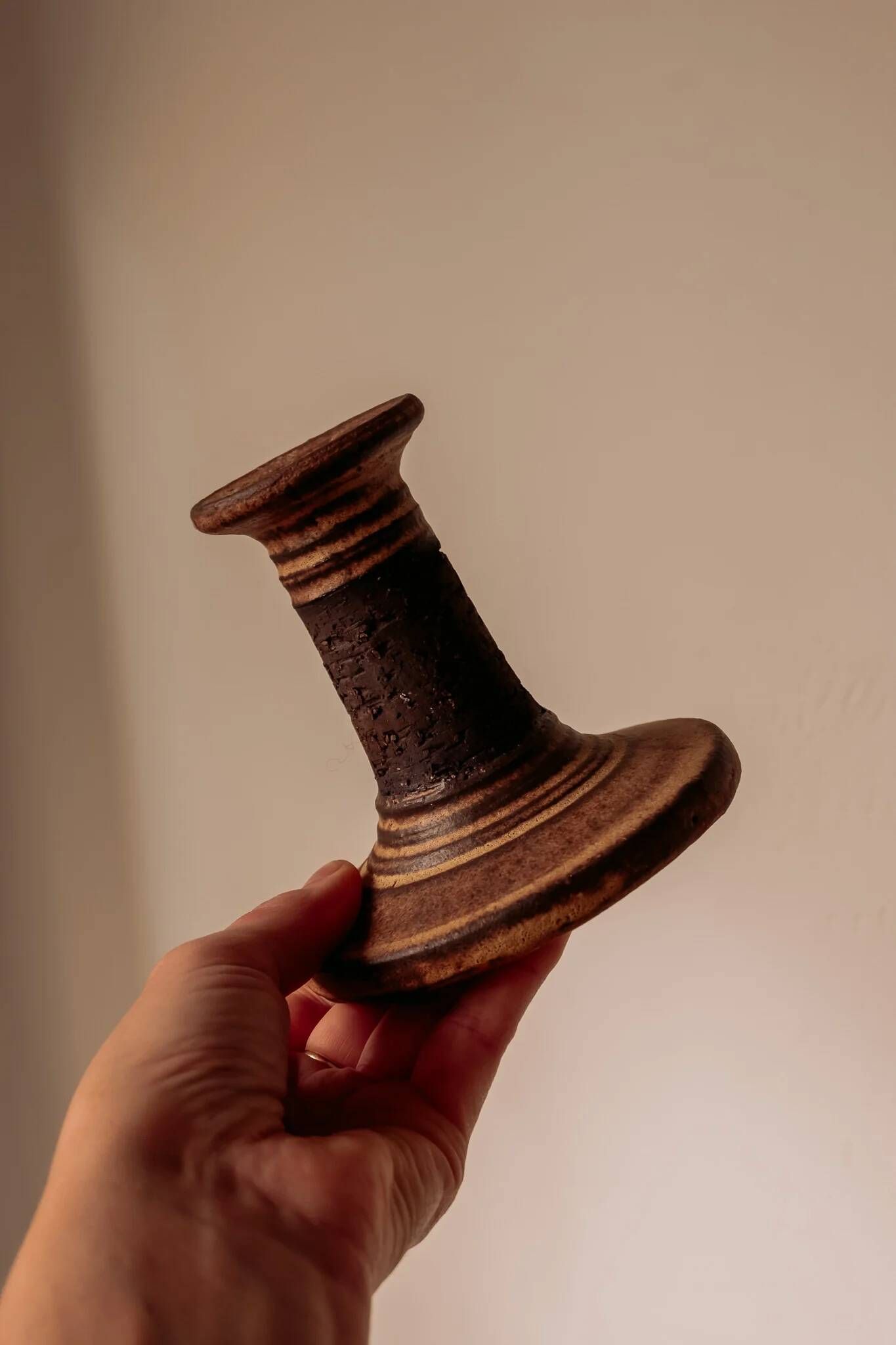 Vintage Danish ceramic candle holder, handmade.