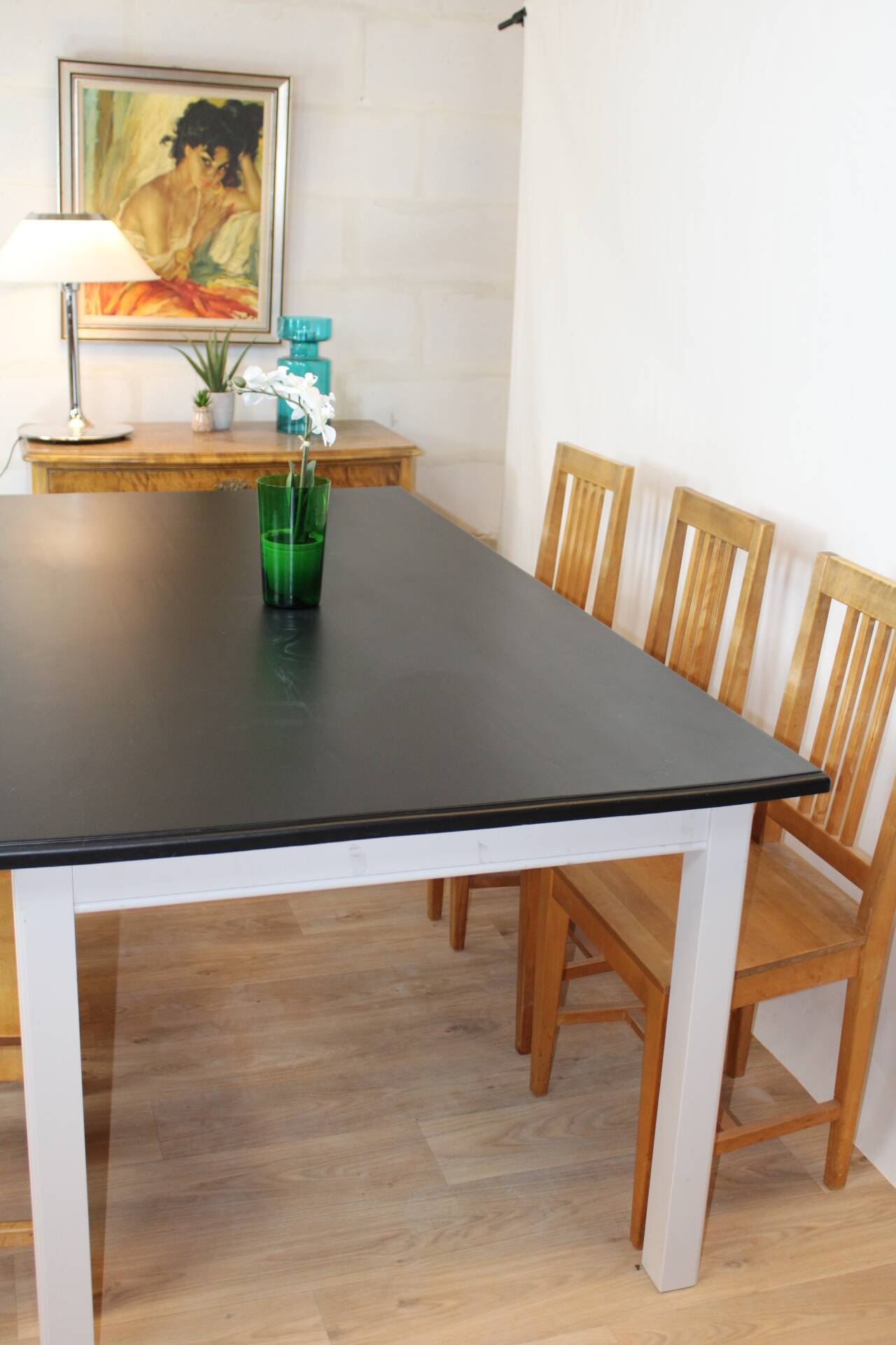 Vintage 180 cm suede dining table