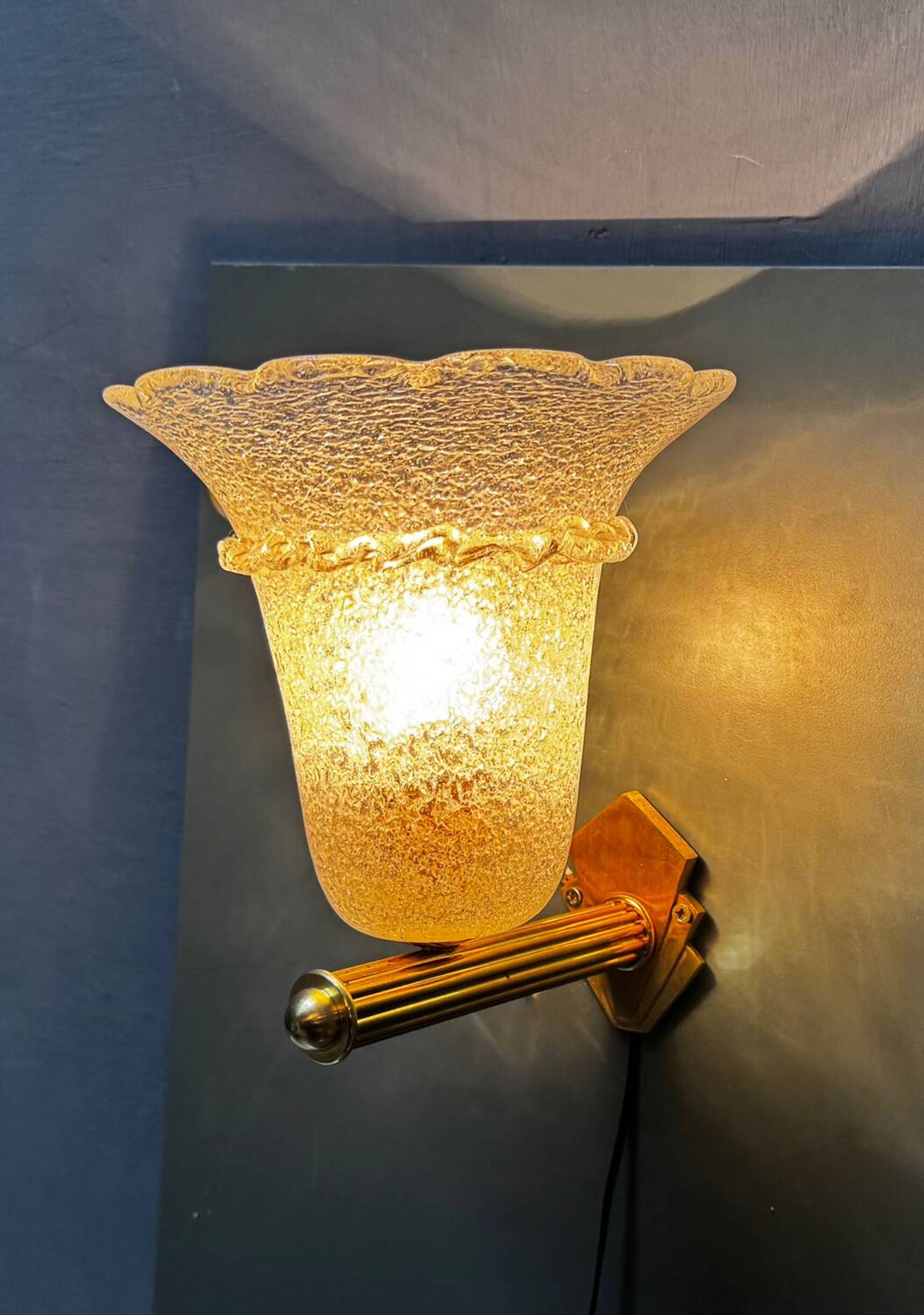 Appliques en verre de Murano en laiton, ensemble de 2