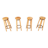 Tabourets de bar vintage en bois, années 1960 - lot de 4