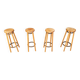 Vintage wooden bar stools, 1960s - set of 4