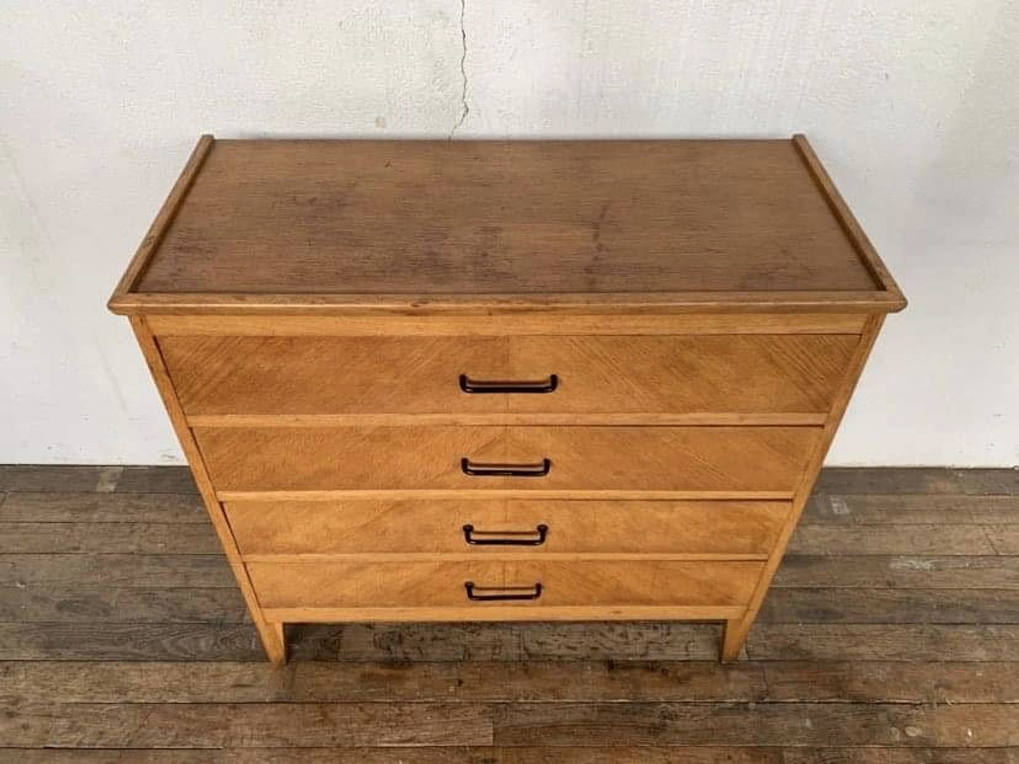 Commode à 4 tiroirs en chêne clair vintage des années 1950