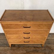 Commode à 4 tiroirs en chêne clair vintage des années 1950