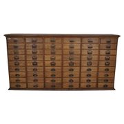 Antique French oak filing / apothecary cabinet by Chouanard, ca 1910
