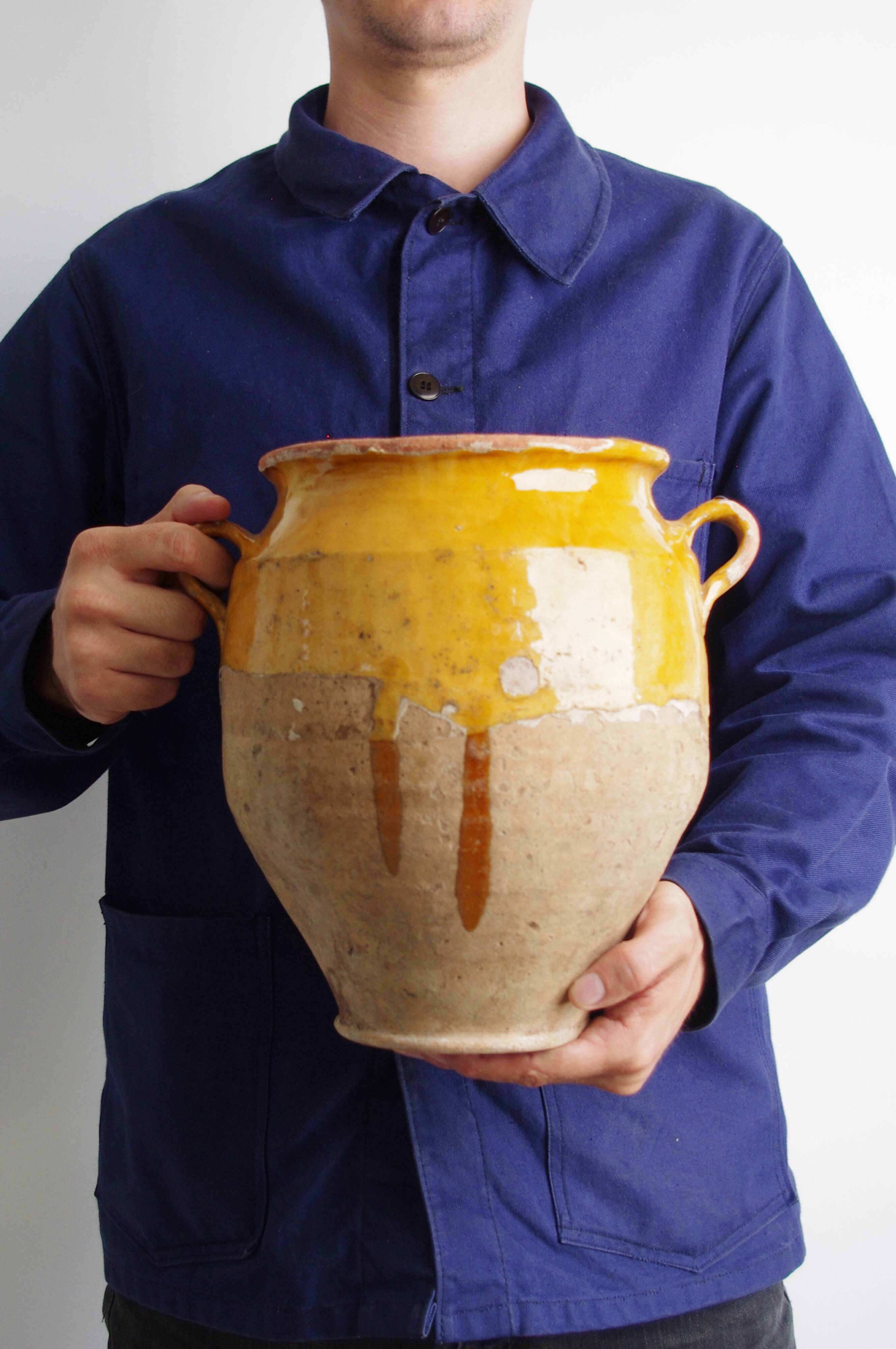 Yellow South-West confit pot, glazed terracotta