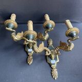Pair of bronze wall lights – Empire style – Maison Lucien Gau