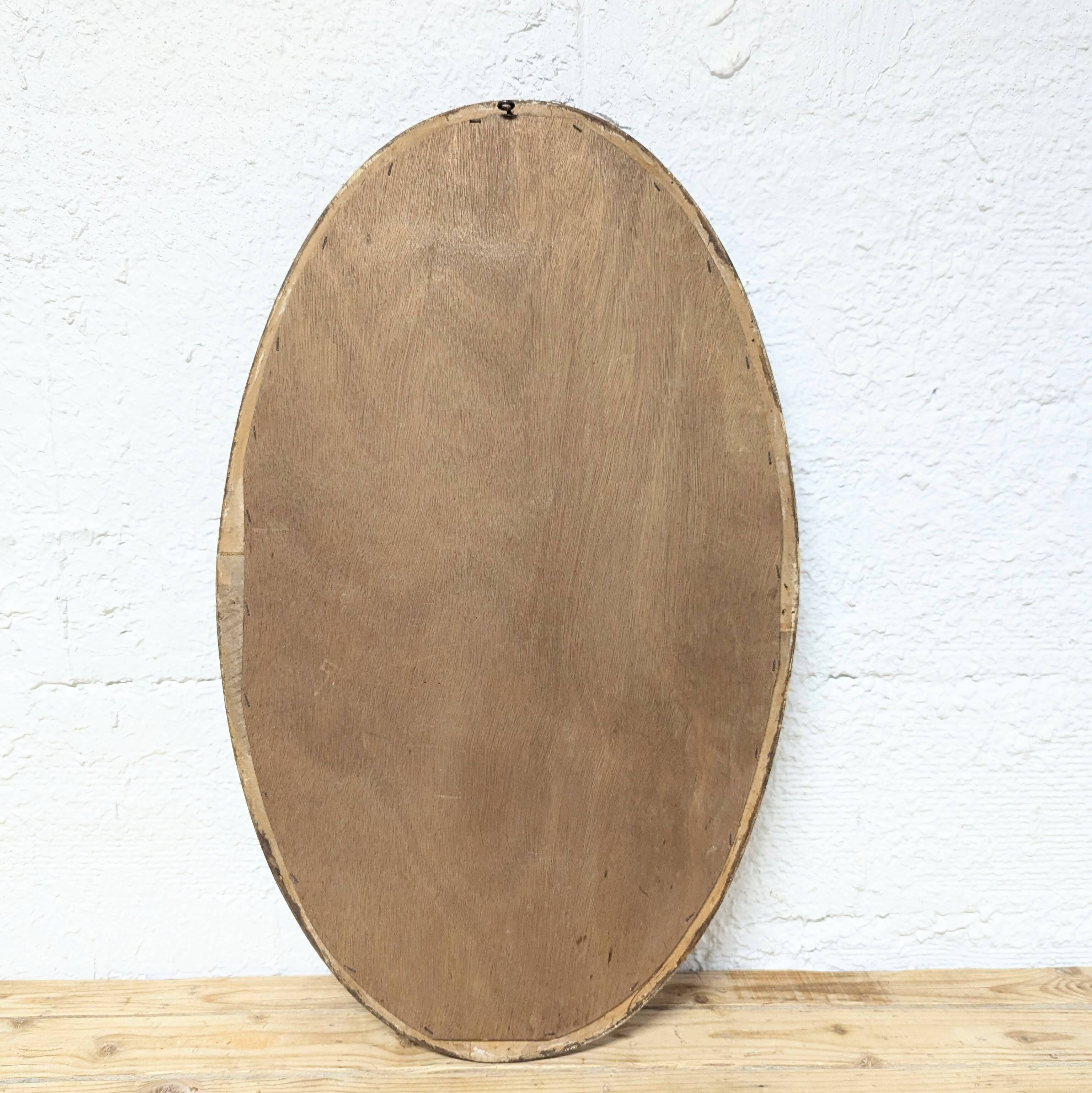 Oval wooden mirror 67x41cm
