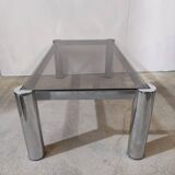 Vintage coffee table in chrome and smoked glass