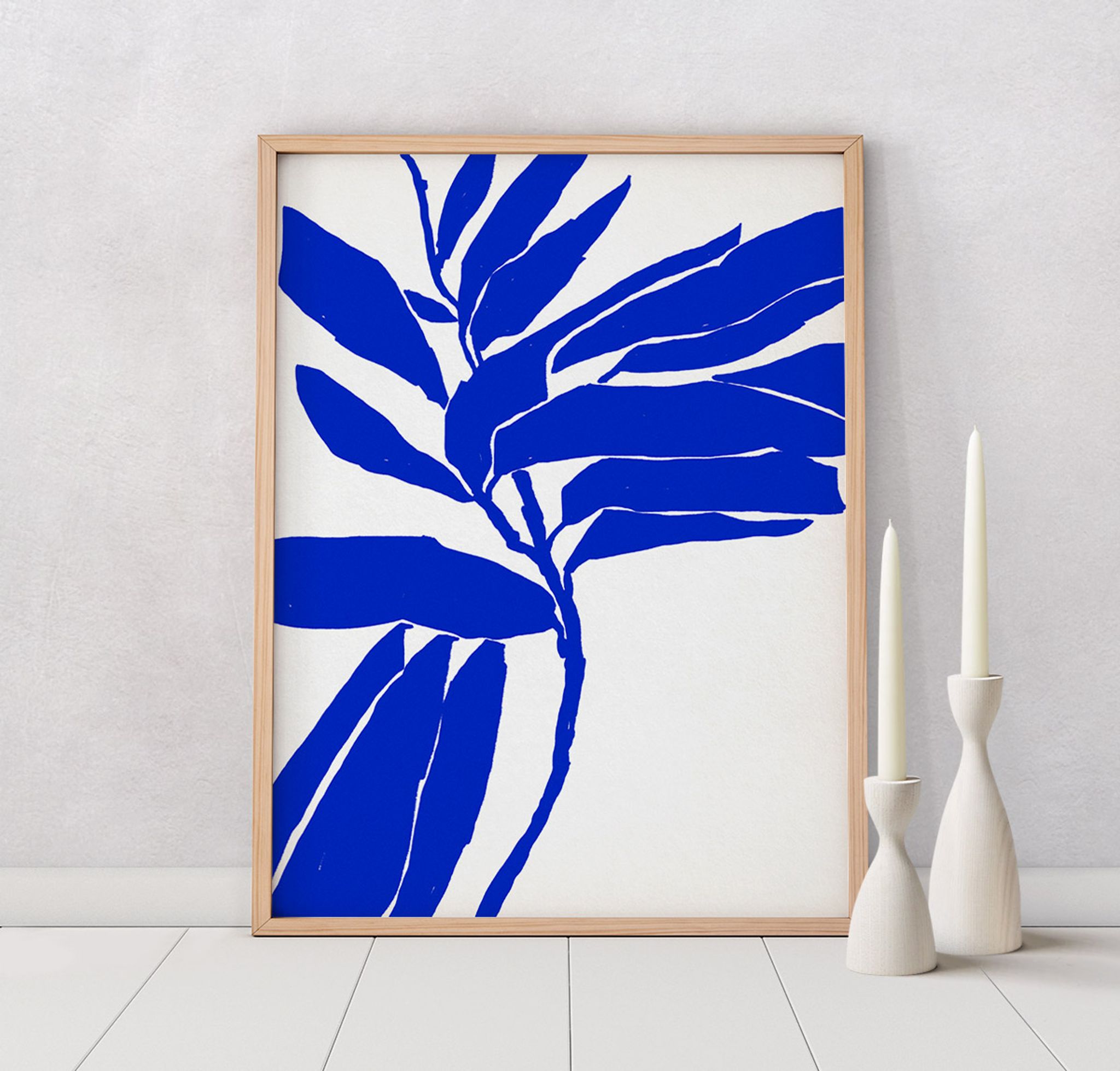 Botanical illustration in blue, 50x70cm