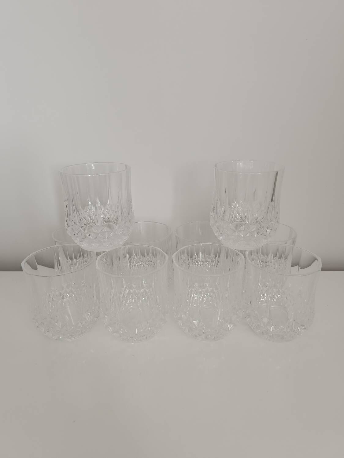 Set of 10 Cristal d'Arques whisky glasses