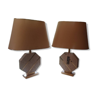 2 lampes Le Dauphin en bois laqué et laiton