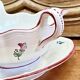 Old sauceboat earthenware Lunéville model lantern pink tulip