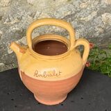 Gargoulette, Provencal jug in artisanal pottery and yellow enamel
