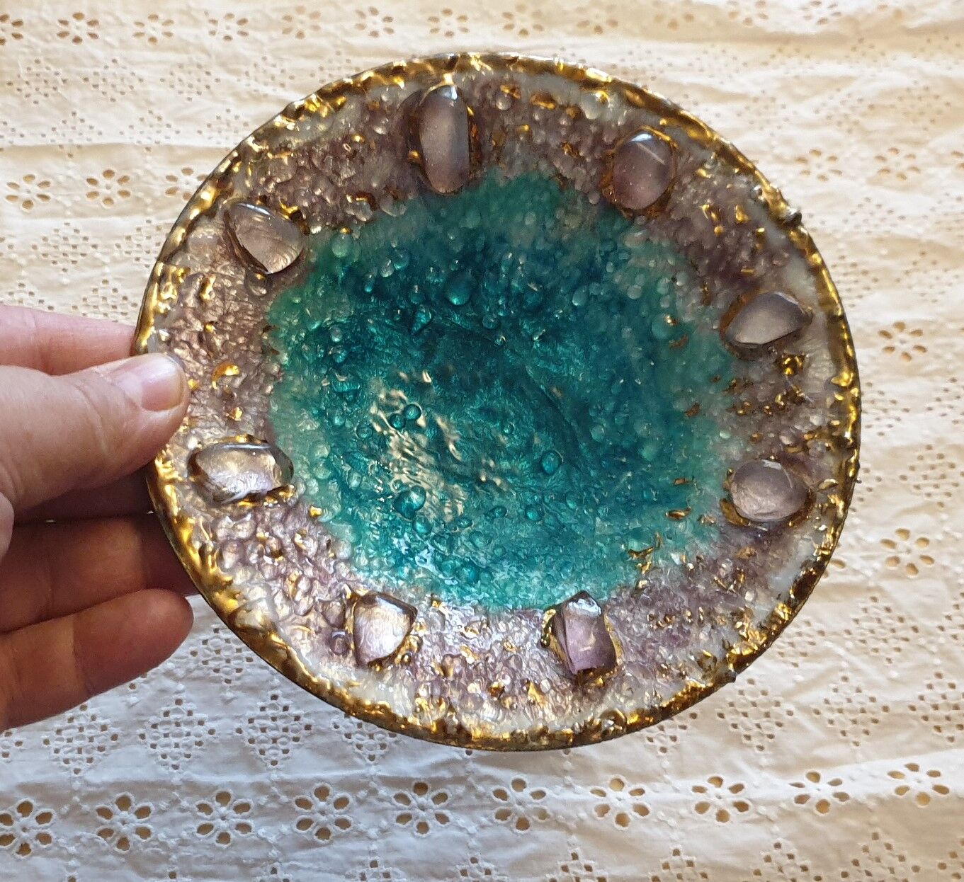 empty pocket, cup, ashtray, art enamels of Limoges around 1970