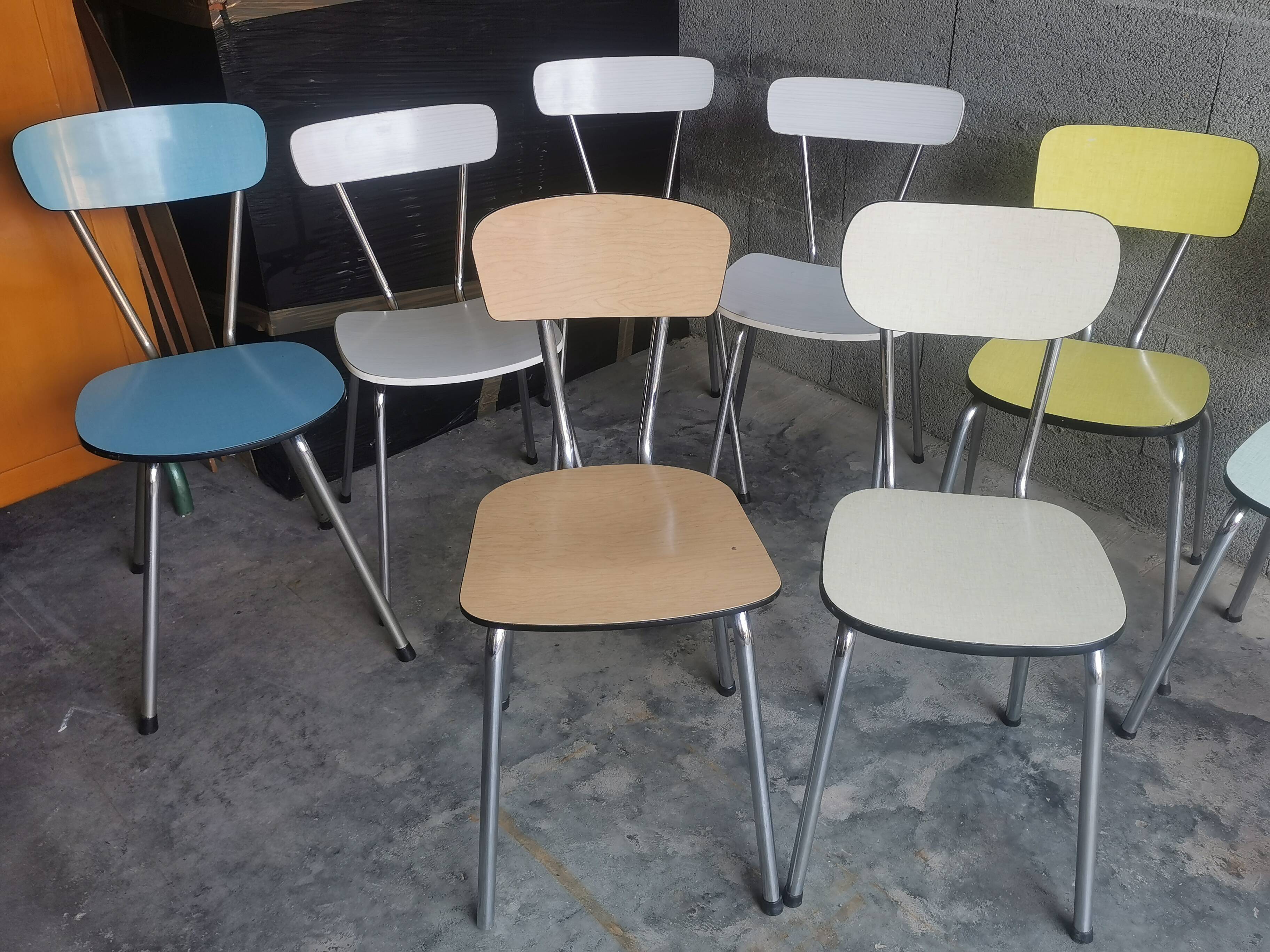Set of 9 vintage formica chairs