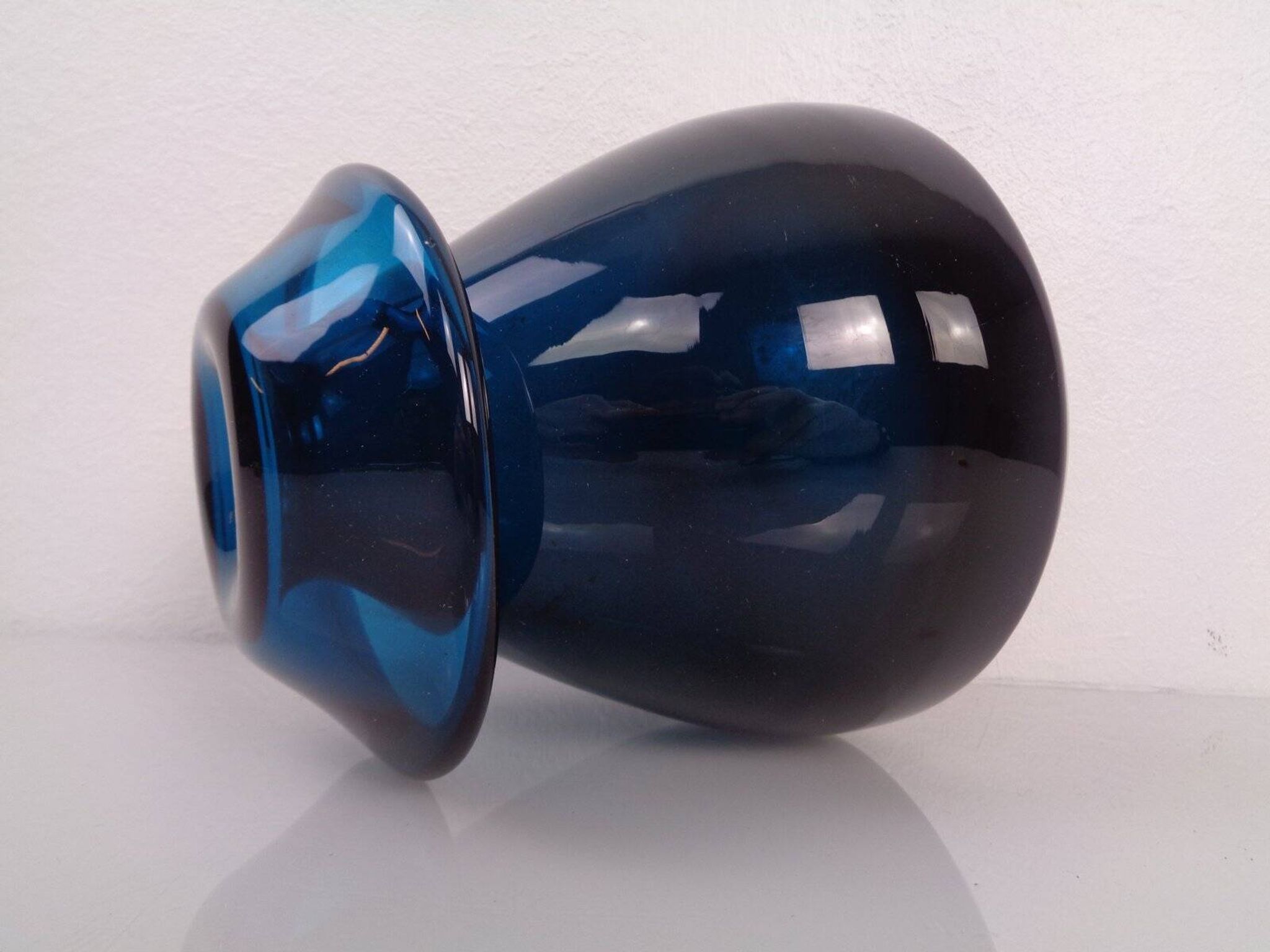 Hand-Blown Blue Glass Vase, Italy, 1960s