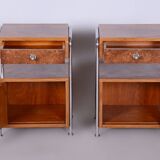 Restored Bauhaus Pair of Bed-Side Tables, Hynek Gottwald, Chrome, Czechia, 1930s