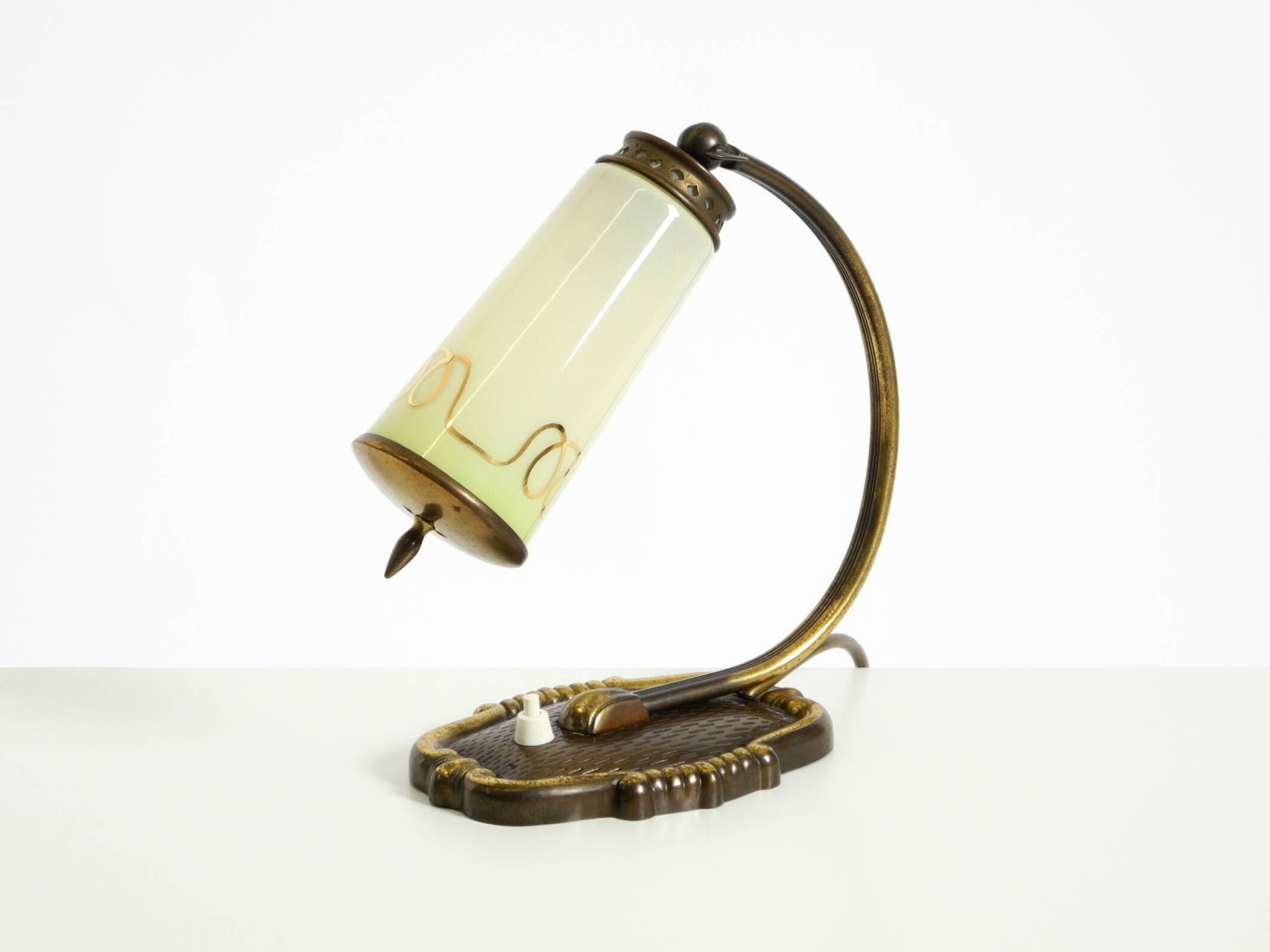 Beautiful, rare brass table lamp with glass shade | 1940s