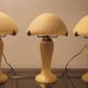 Mushroom trio lamps in glass paste 1980