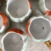 Tasses à liqueur calvados en barbotine, années 40