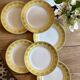 Set of 10 vintage white, yellow and gold dinner plates