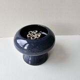 Magnificent blue ceramic flowerpot vase signed (pictogram with identification)