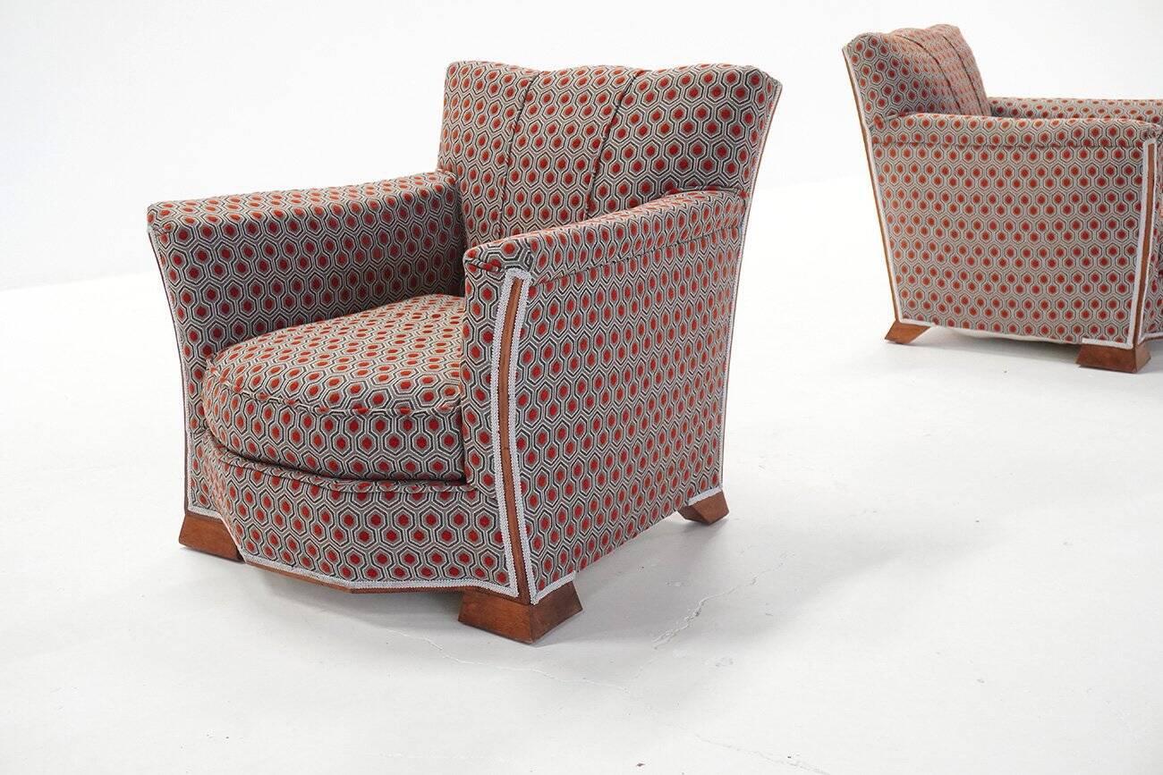 French Art Deco Lounge Chairs, 1920s, Set of 2