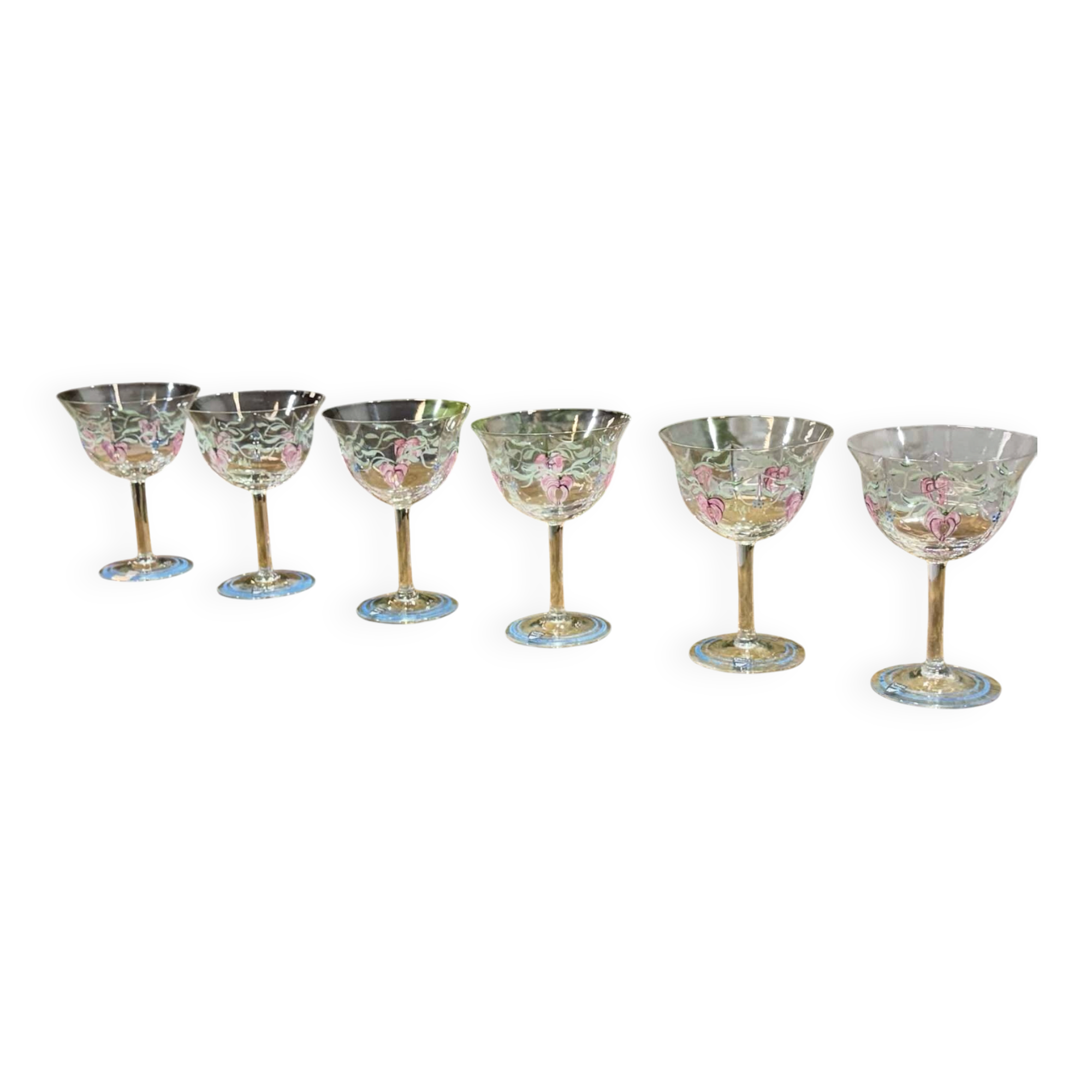 Set of 6 Swedish crystal champagne glasses by the brand Orrefors.