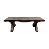 Table Brutaliste en Chêne Massif, Art Populaire (Vers 1900)