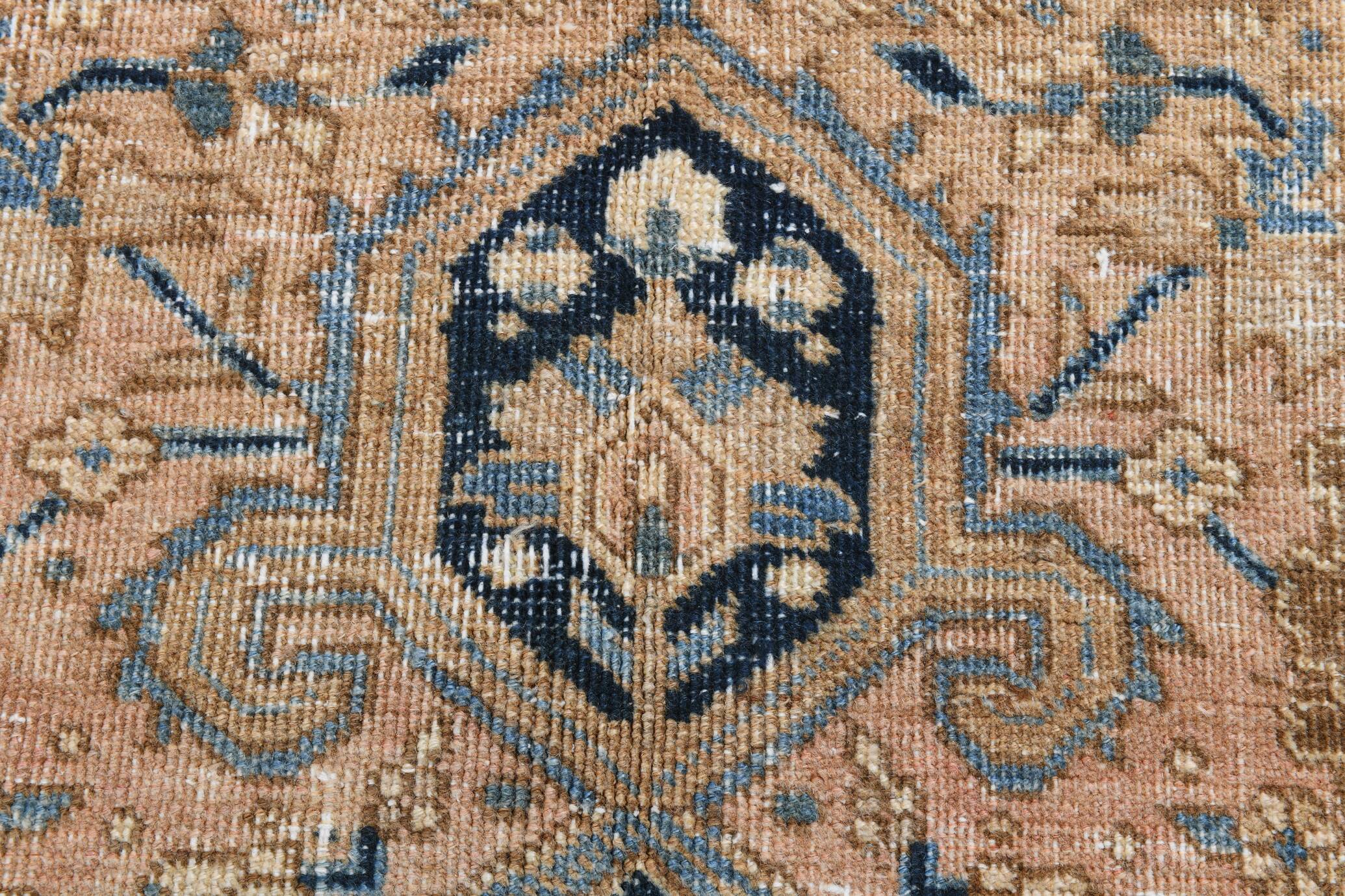 Vintage Cream & Navy Blue Persian Rug, 213x298Cm