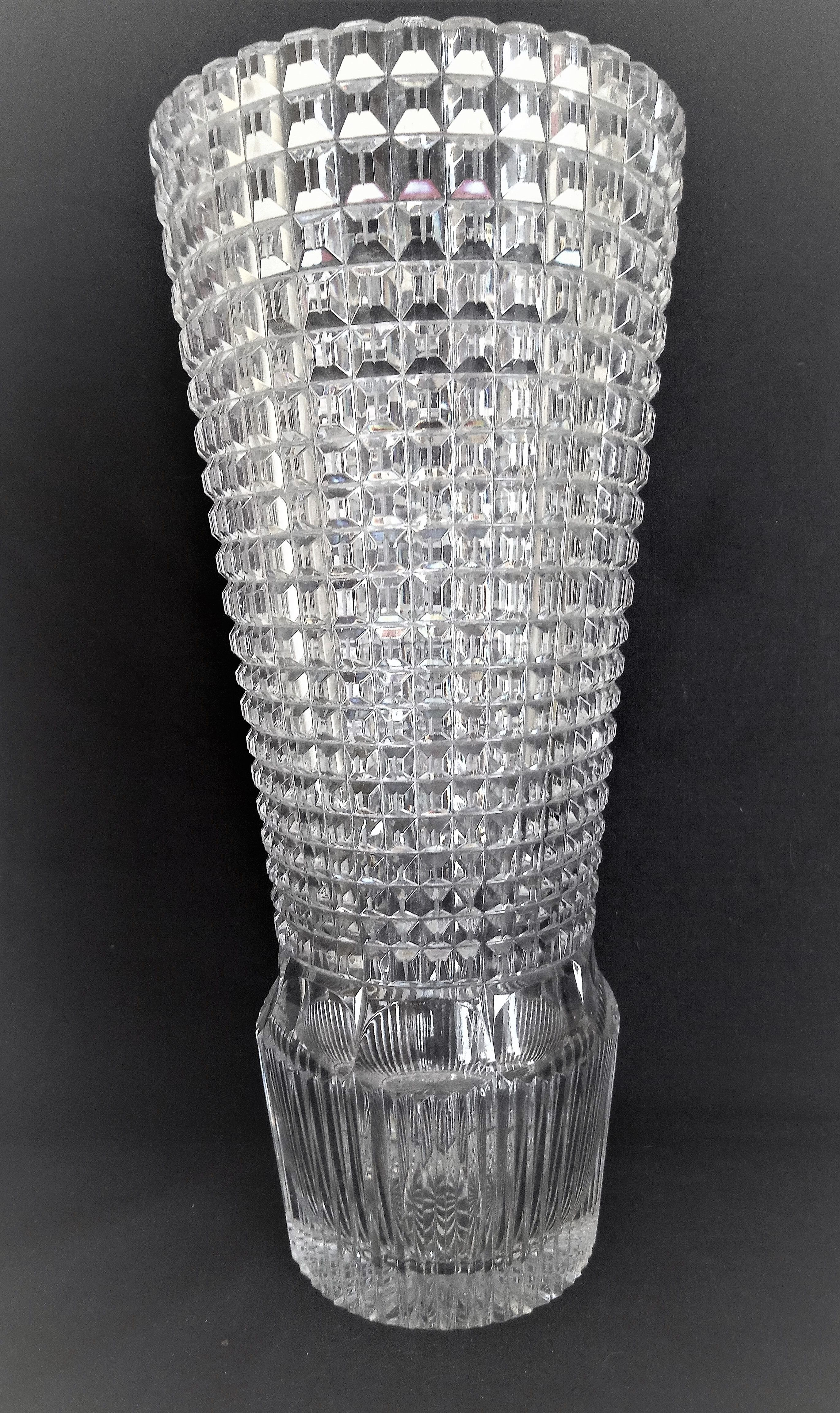 Art Deco vase in cut crystal, h - 32 cm.