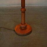 Vintage Swedish wooden floor lamp with pleated shade from the 1960s.