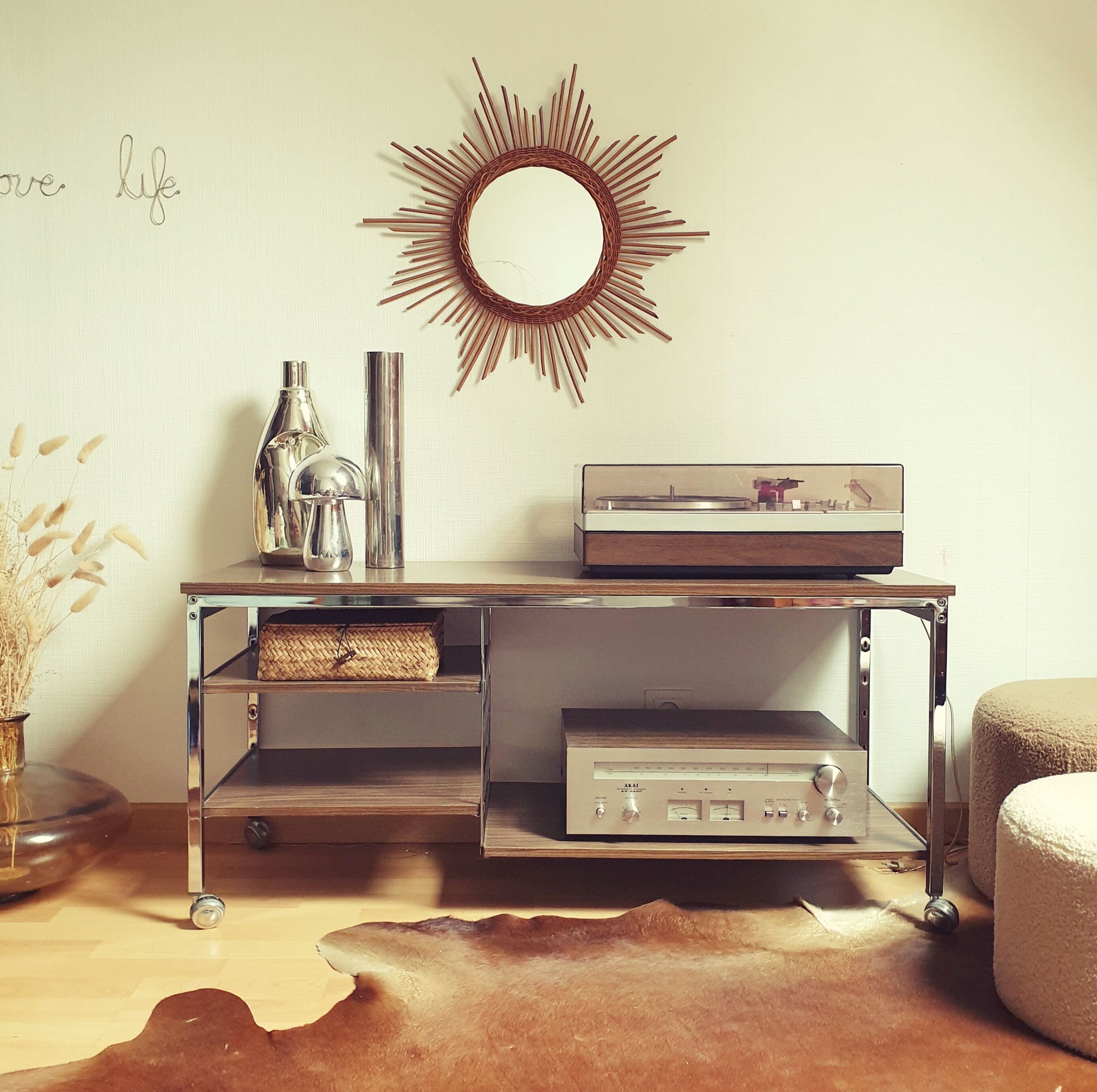 Meuble vintage télé, platine années 60