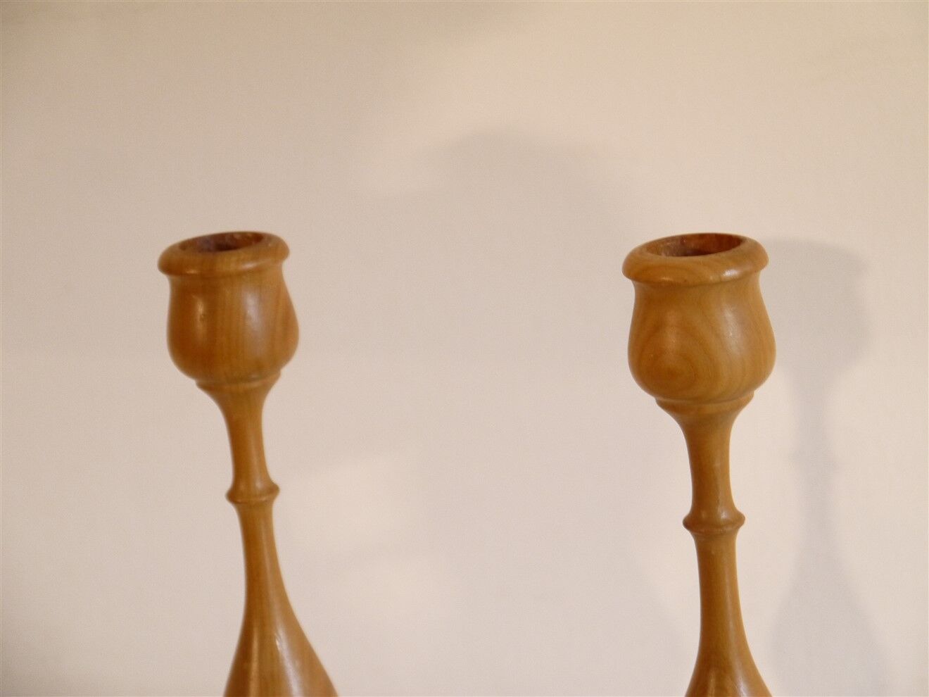 Pair of Scandinavian wooden candle holders
