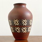 Vintage brown ceramic German vase, Mid Century West Germany pottery