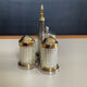 Vintage metal silver-plated and brass salt and pepper set.