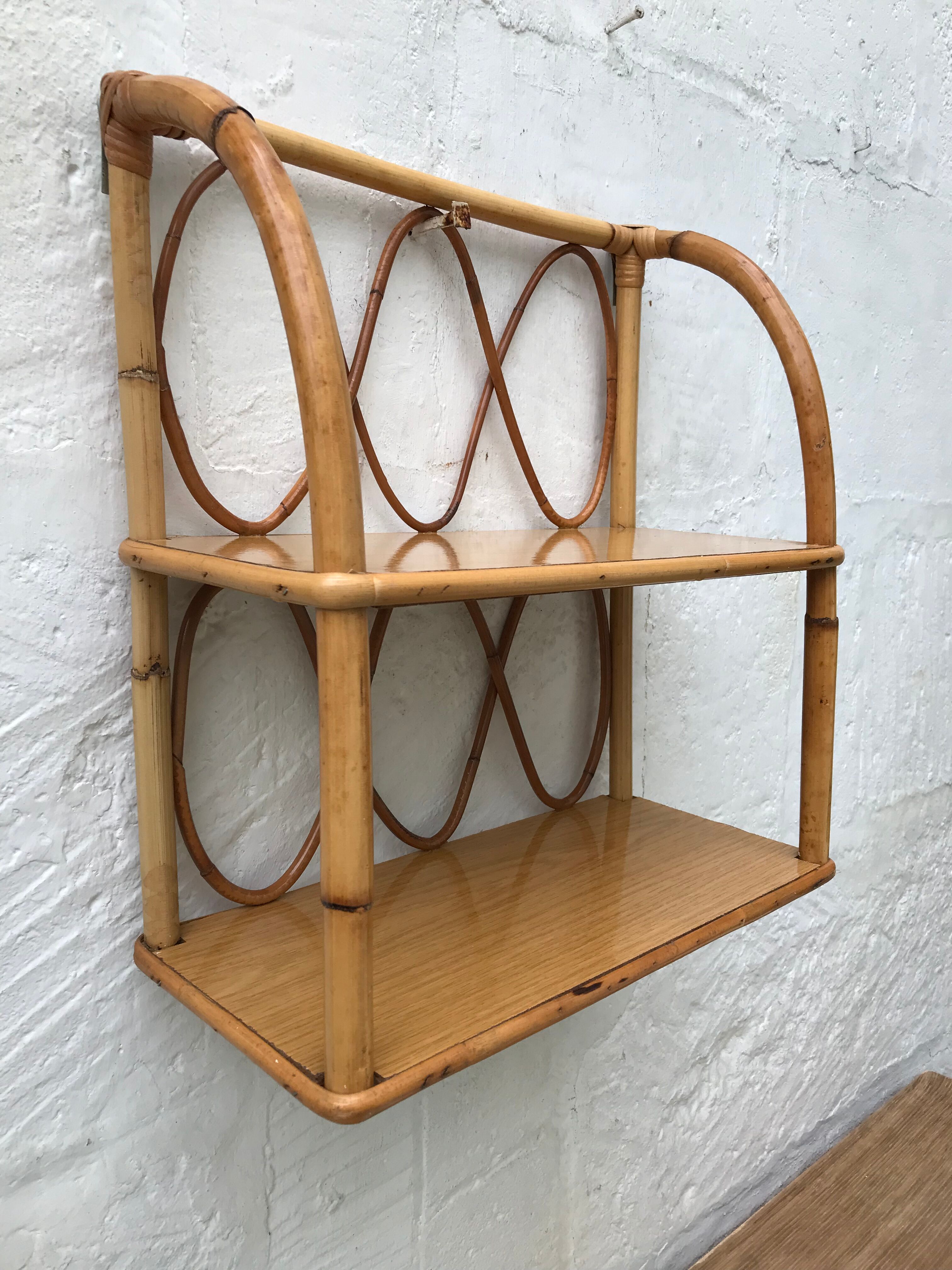 Rattan wall shelf