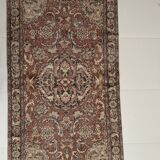 Tapis Vintage en laine nouée à la main, tons bleus et rouges, tapis Floral oriental turc, 125x217 Cm