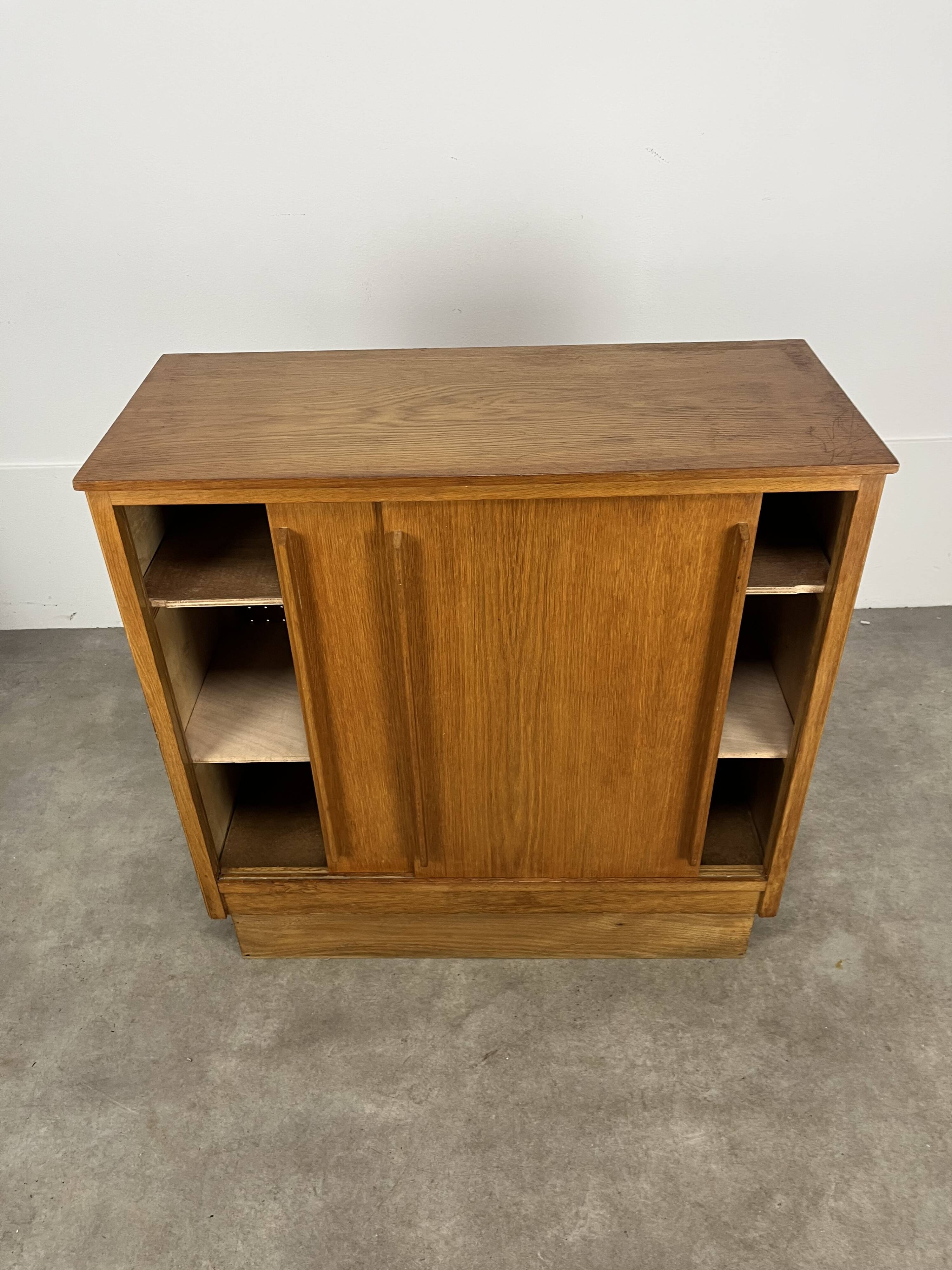 50s sliding door sideboard, wood, vintage