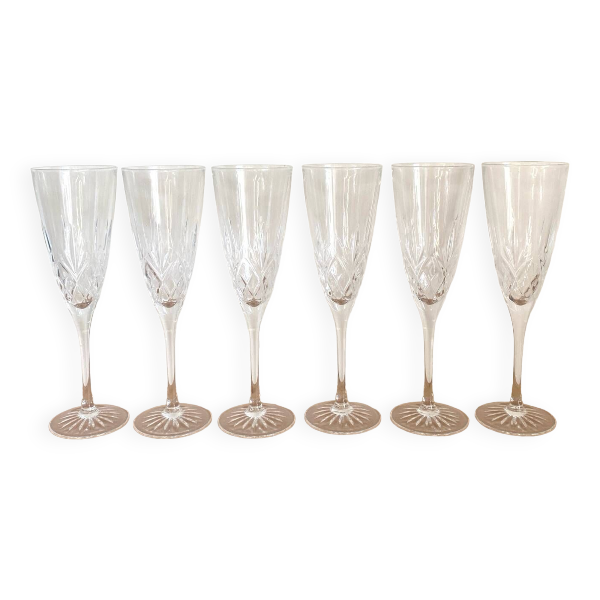Thomas webb champagne flutes - crystal - roméo model - vintage