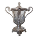 Mustard pot in solid silver and crystal