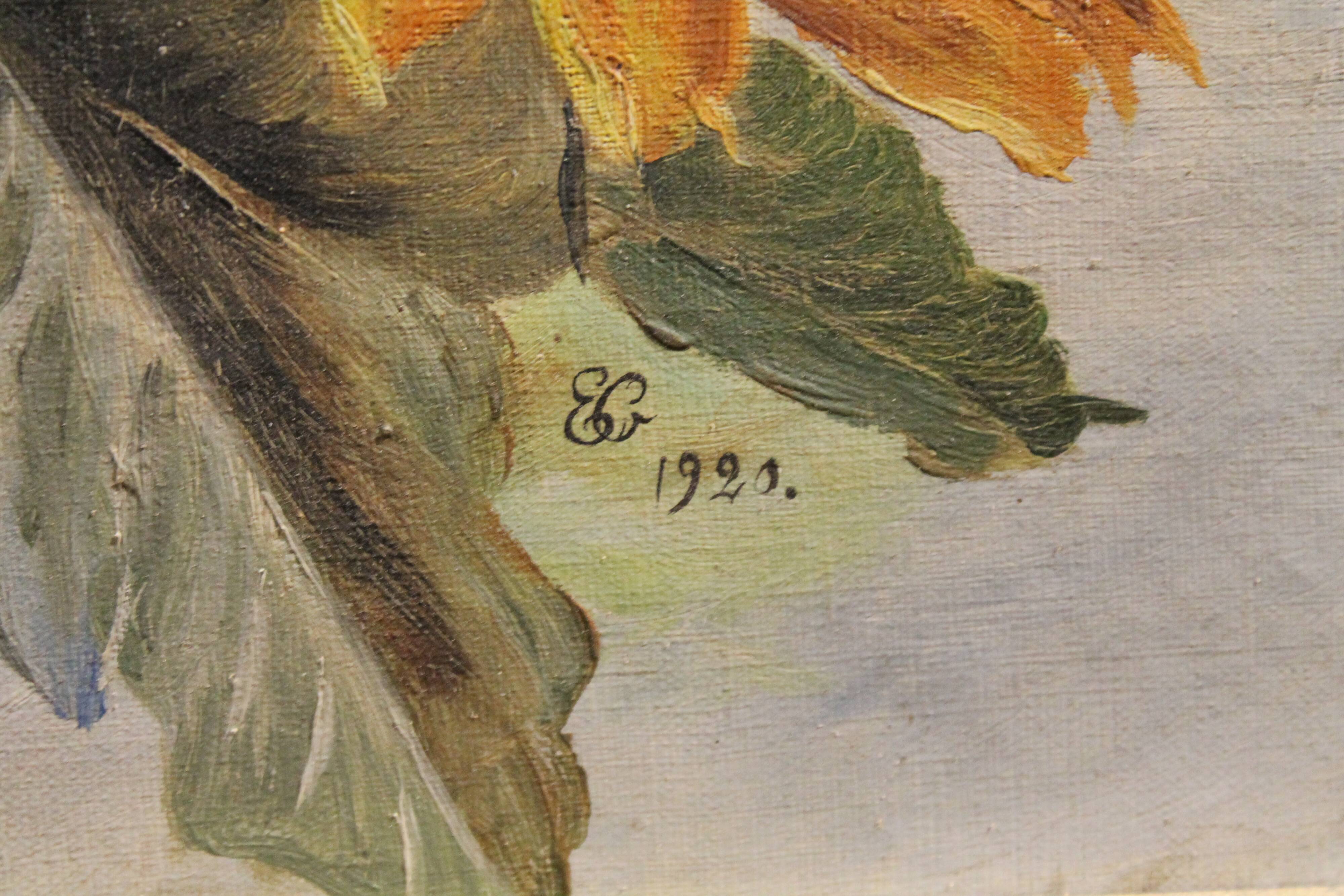 Oil on canvas sunflowers