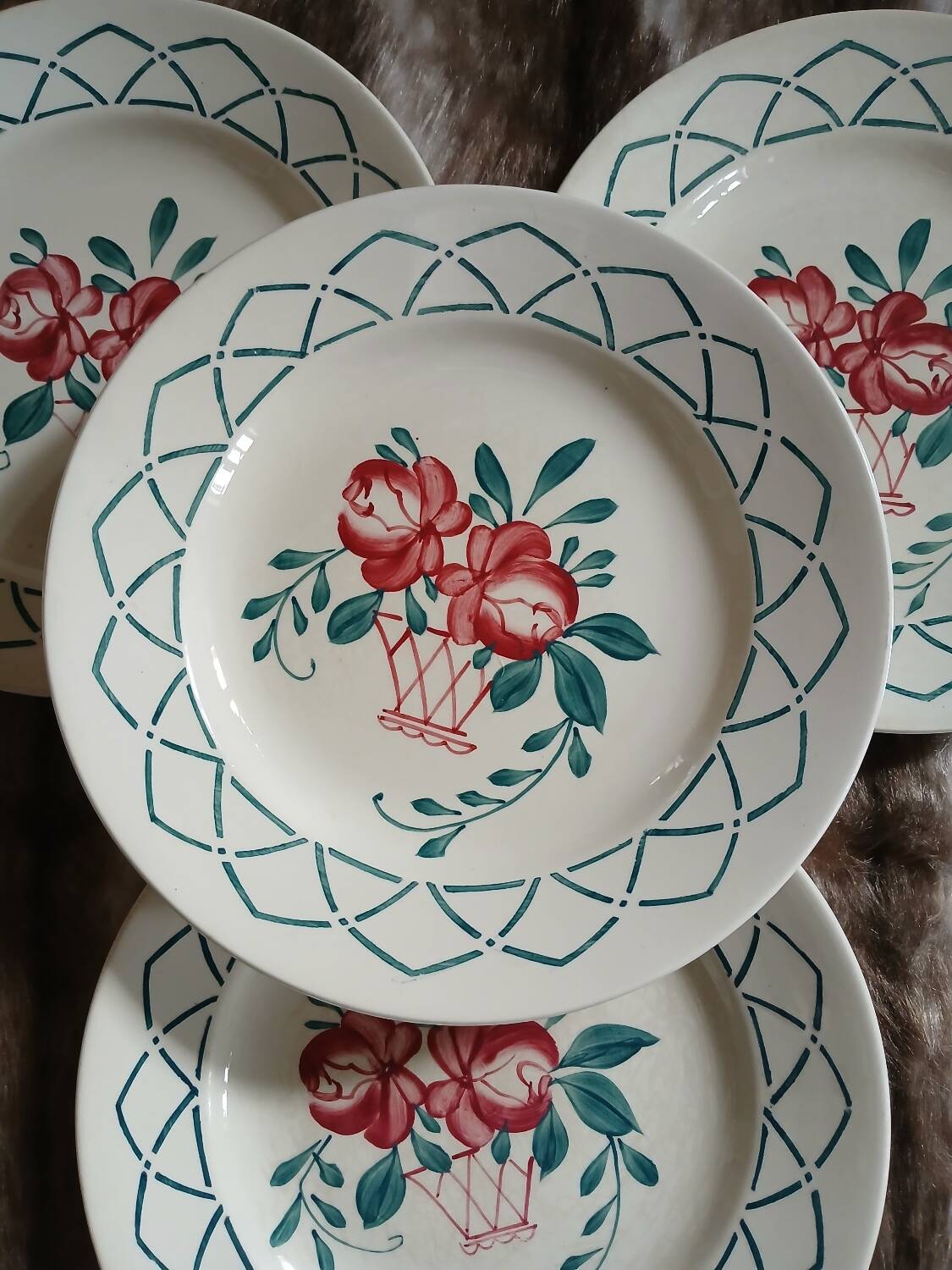 4 antique flat plates from Sarreguemines